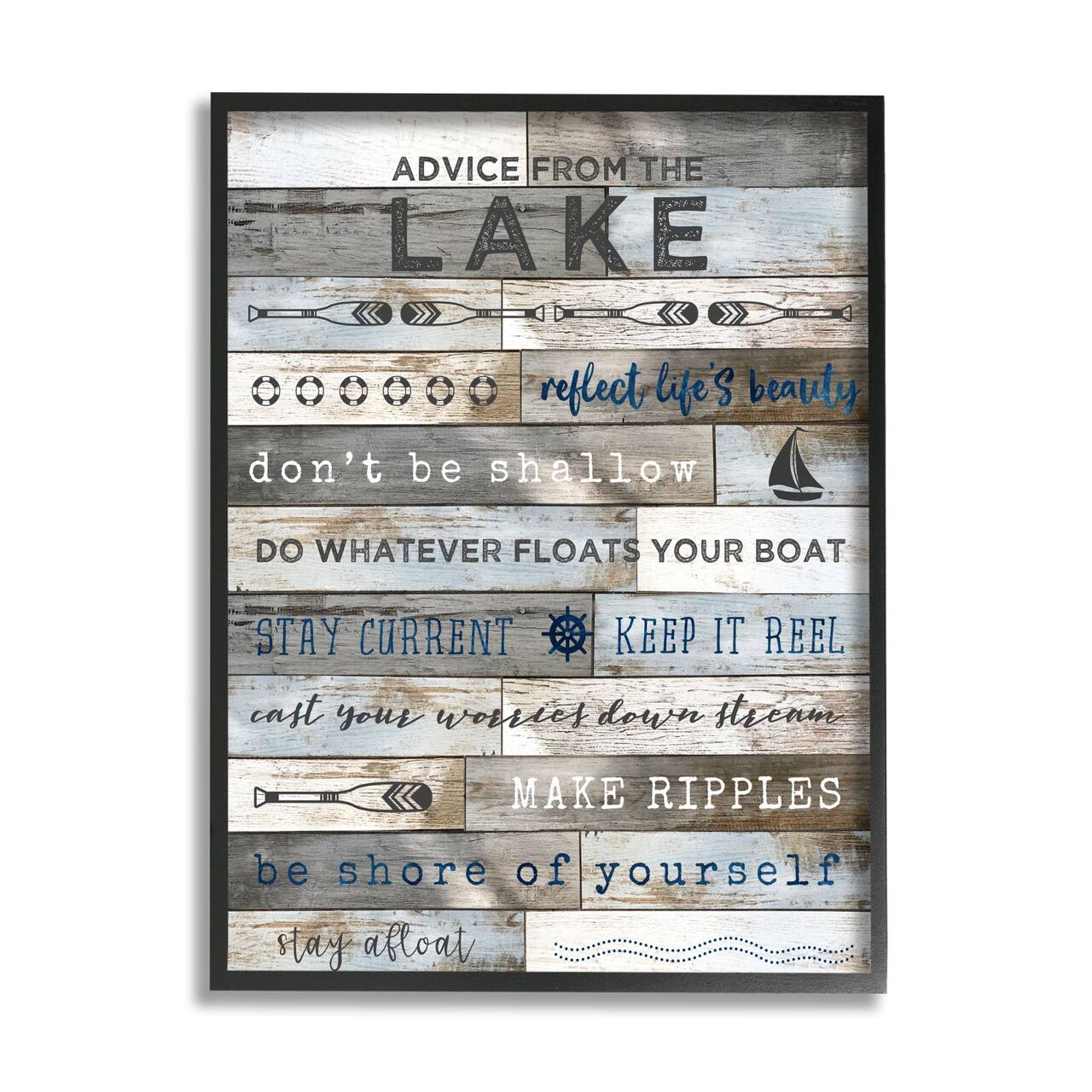 Stupell Industries Advice From the Lake List Rustic Plank Pattern Framed Wall Art